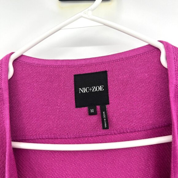 Nic+Zoe Pink Linen Viscose Blend Open Front Cardigan Women's Medium - Picture 2 of 4